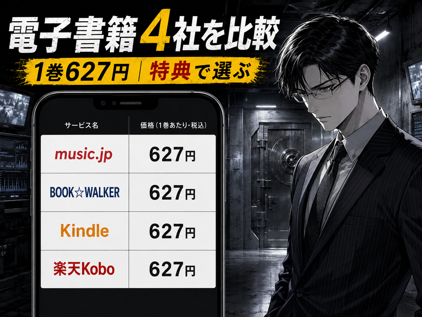 『ジャンケットバンク』電子書籍4社の1巻627円比較