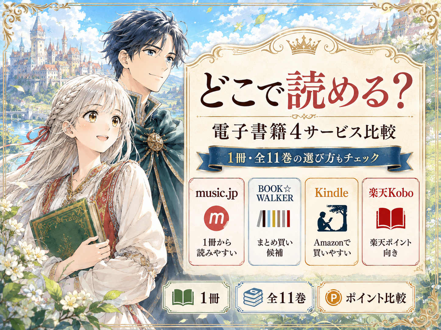 『マロニエ王国の七人の騎士』を読める電子書籍4サービスの比較